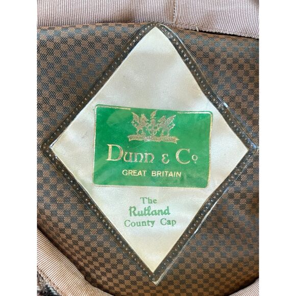 Vintage Dunn & Co Brown Check Flat Cap Hat Mens Size 7.5 - Picture 5 of 7